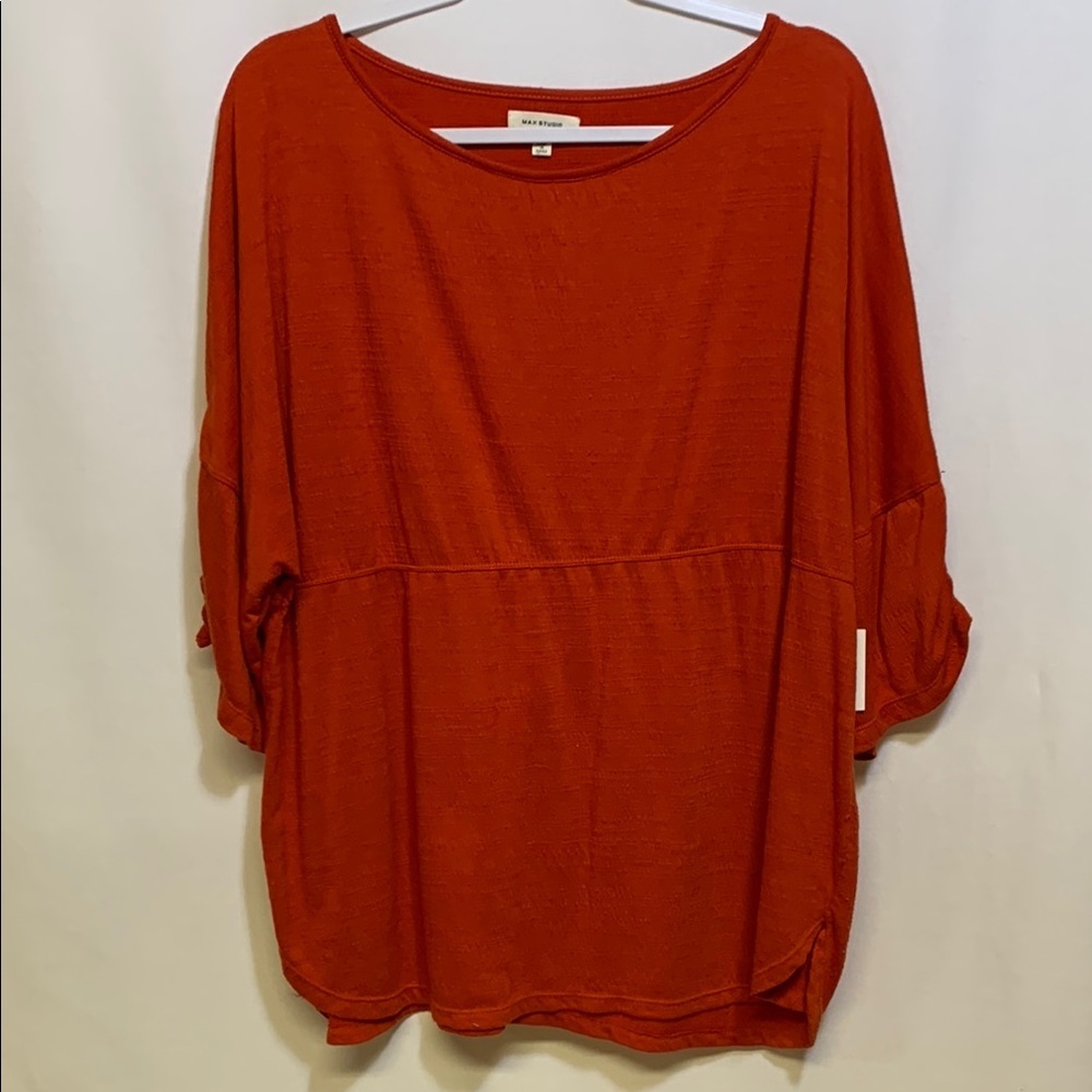Max Studio Orange 3/4 Sleeve Relaxed Blouse